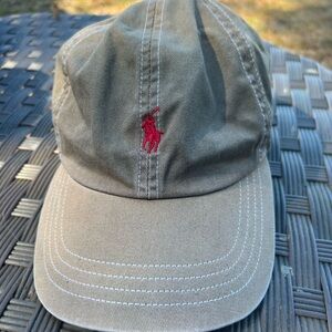 Polo by Ralph Lauren Olive Baseball Cap with Red Pony Embroidery